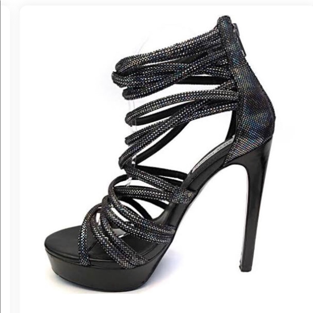 Steven Madden black Platform heels multi straps